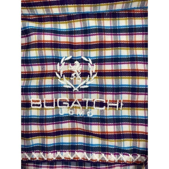 Bugatchi Long Sleeved Cotton Dress Shirt Multi Colored Checks Men's Size XL/XXL‎ - Picture 4 of 14